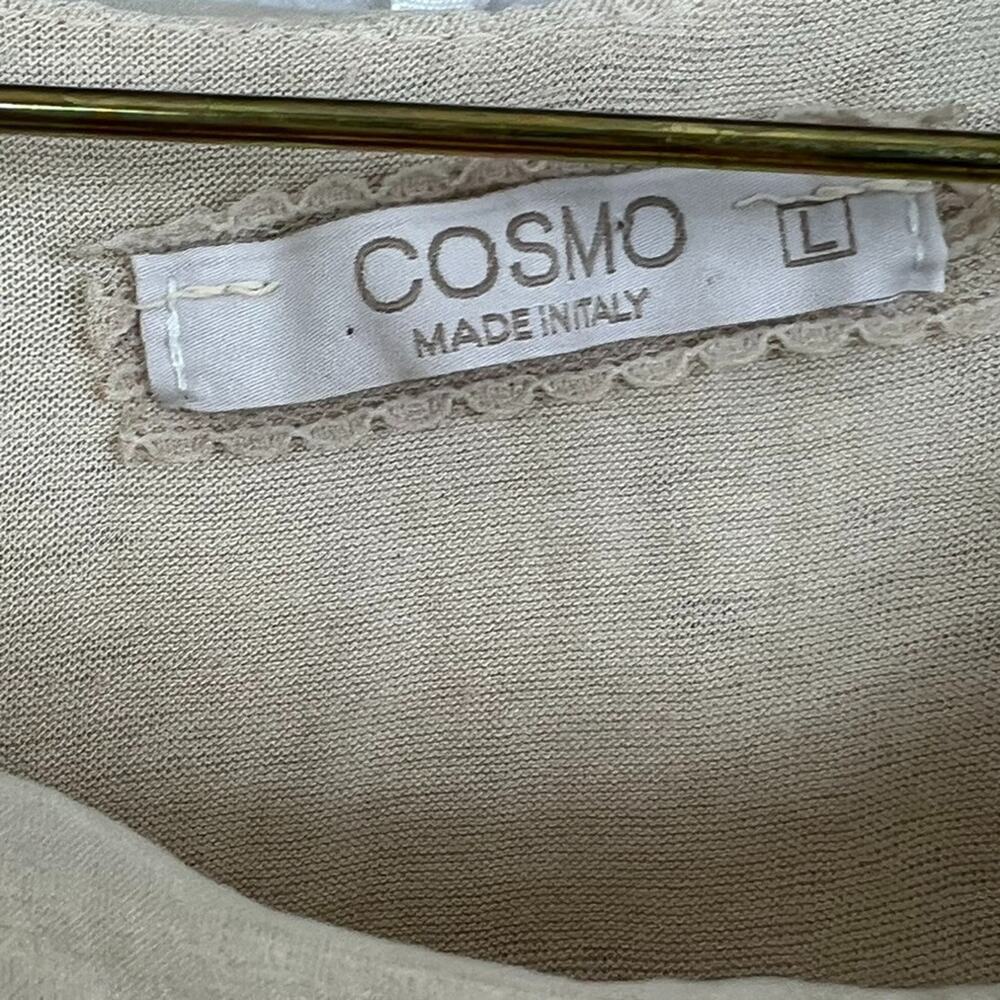 Cosmo Tank Top Size Large Beige Silk Flowy Sheer Overlay Delicate Made In Italy - Picture 5 of 13